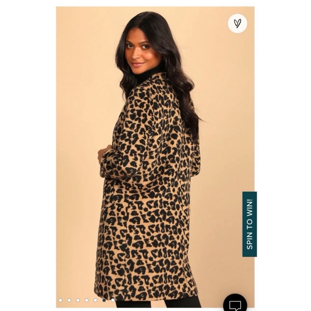 Lulu’s Leopard Print Coat Open Front S. - image 3